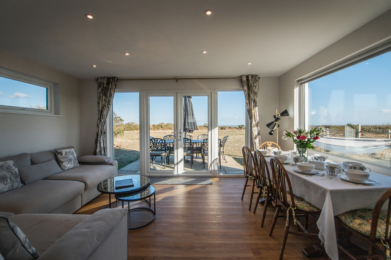 Sunny living and dining room